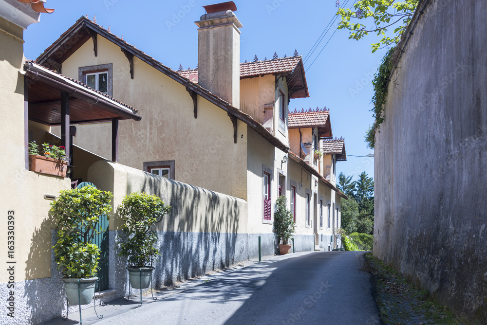 Empty street with a nice house in Sintra, Portugal