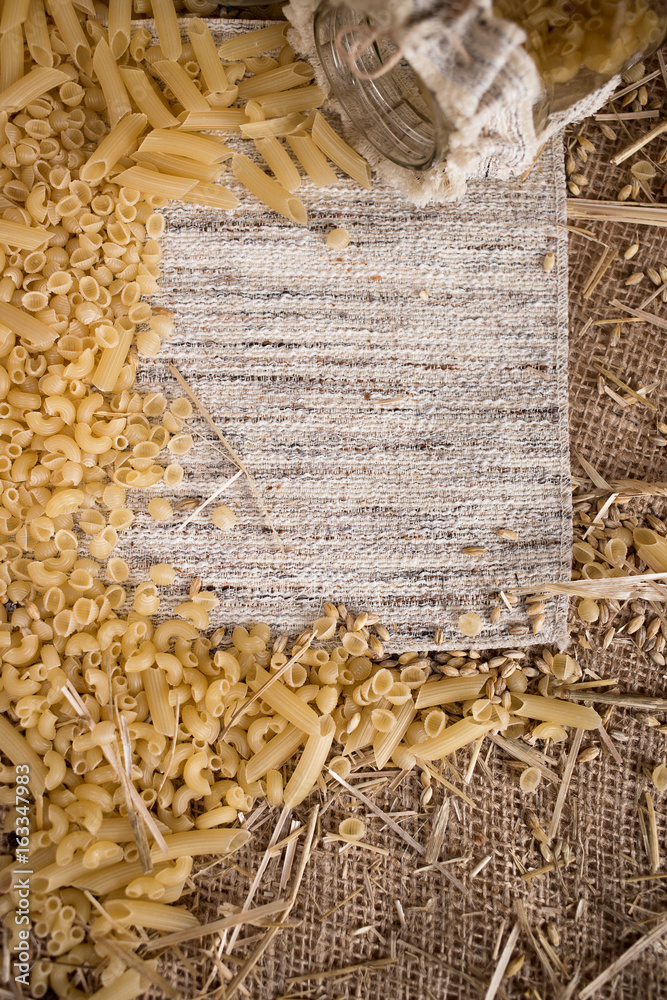 Pasta composition on the table