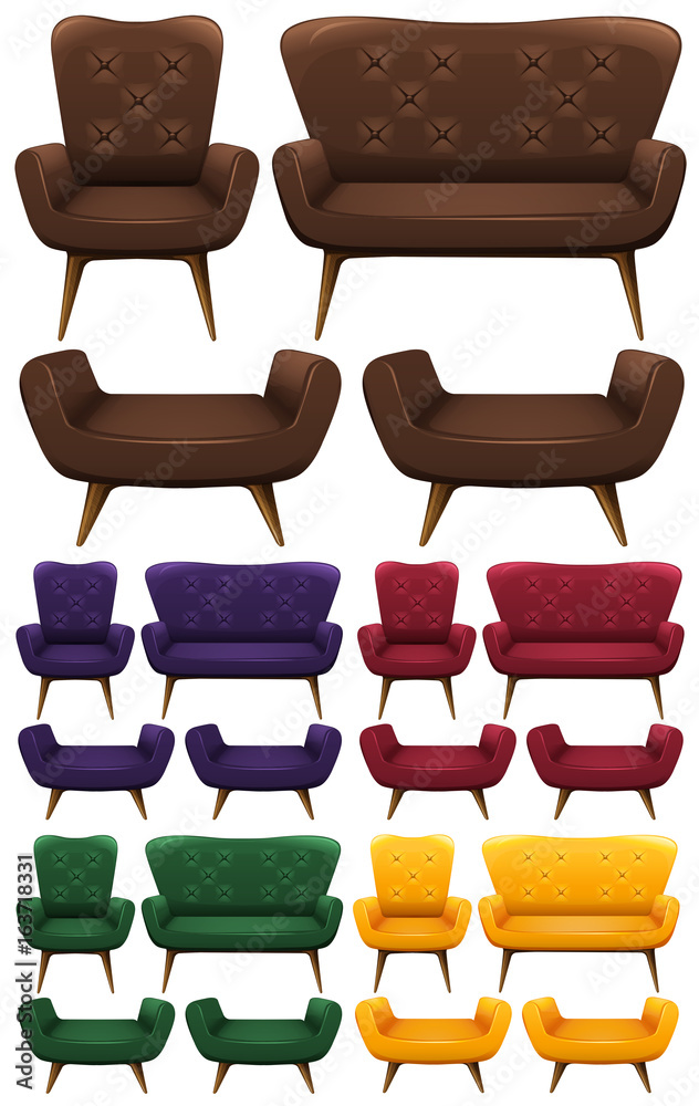 Sofa in five different colors