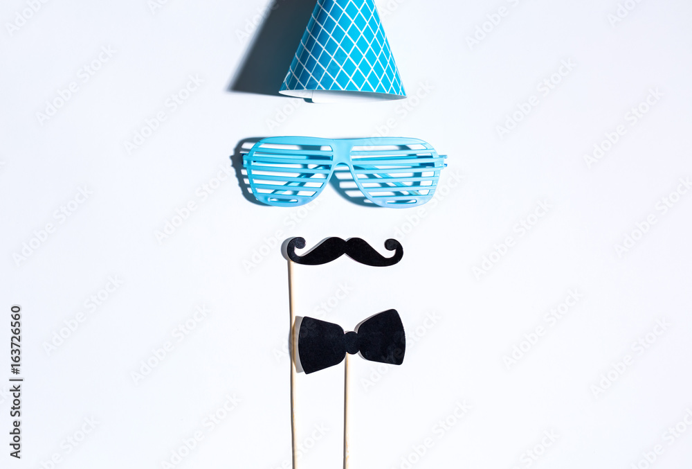 Party objects theme on a white background