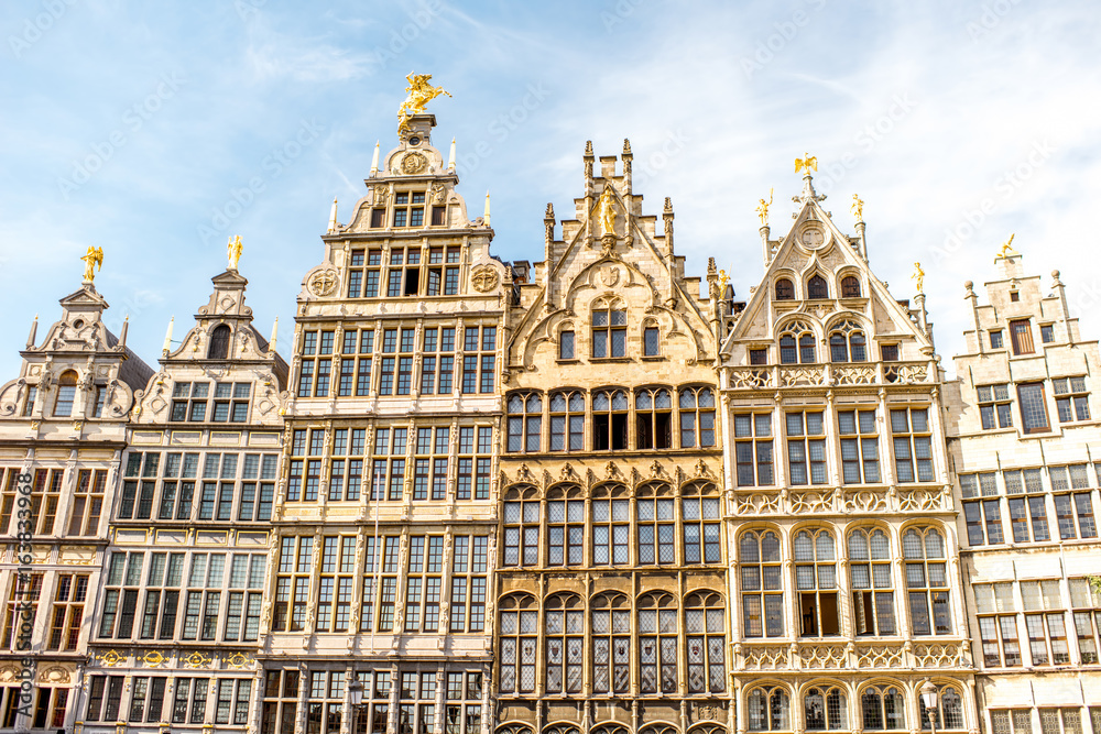 View on the beautiful buildings on the Grote Markt square in Antwerpen city in Belgium