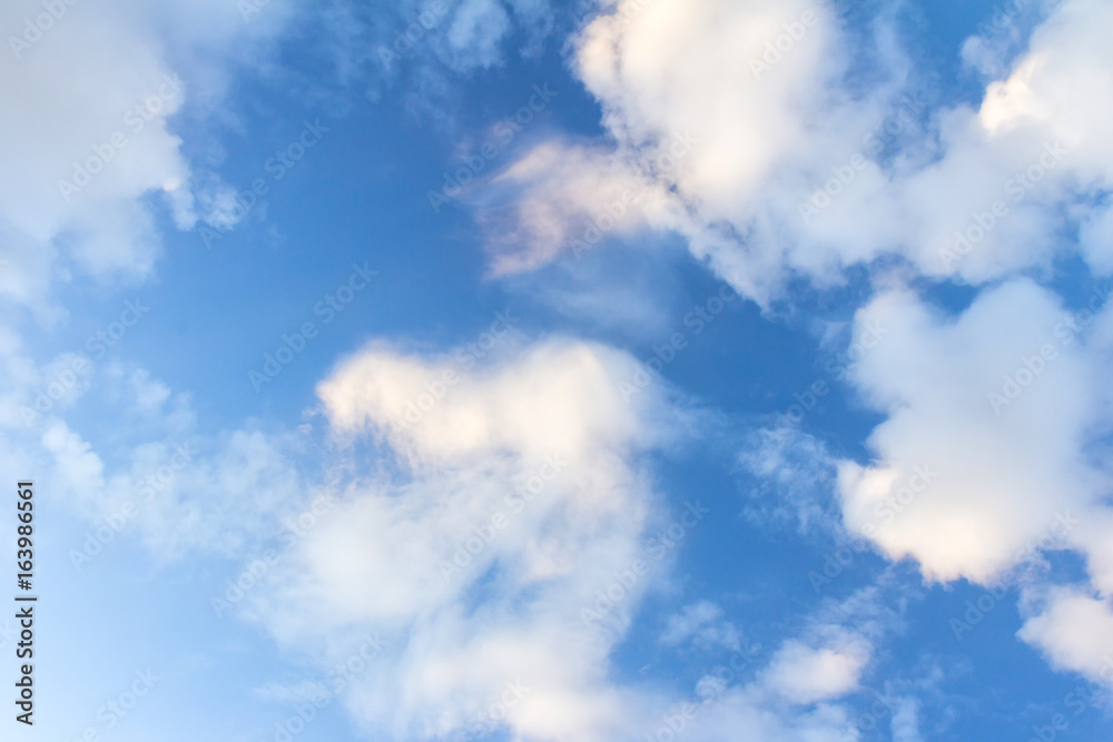 Blue skies with some clouds in the sky is bright.