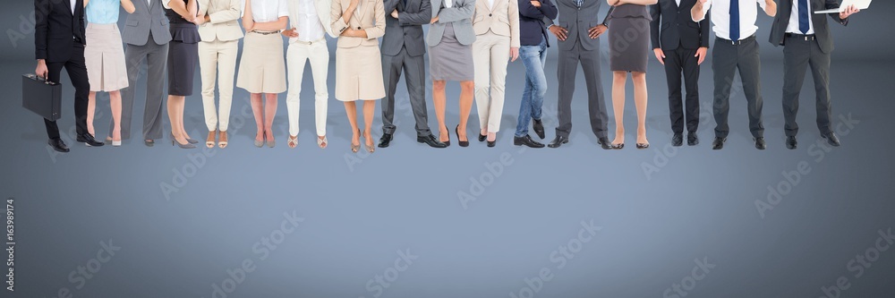 Group of Business People standing with blue vignette background