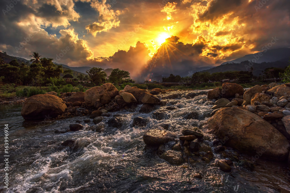 Background Waterfall rocks. Waterfall nature.Waterfall in Thailand.