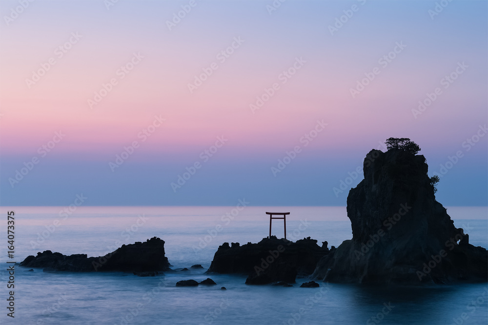 Sunrise at sea in summer season at Hattachi beach , Iwaki town , Fukushima prefecture.