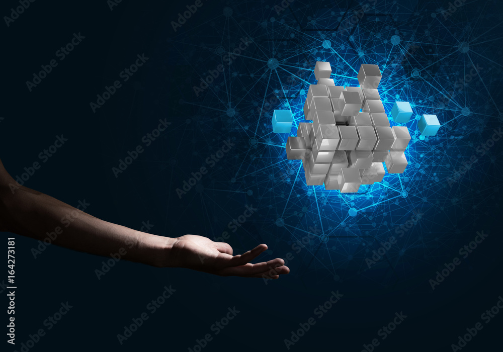 Idea of new technologies and integration presented by cube figure