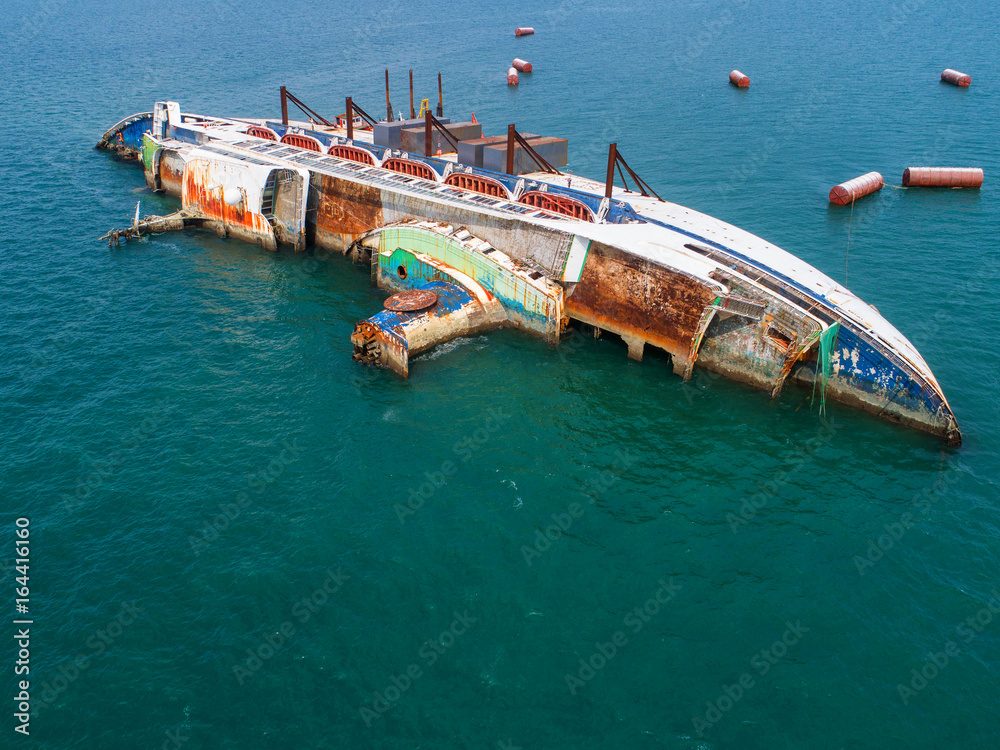 Boat crashes in the sea, cruise ship ,accident ,Shipwreck