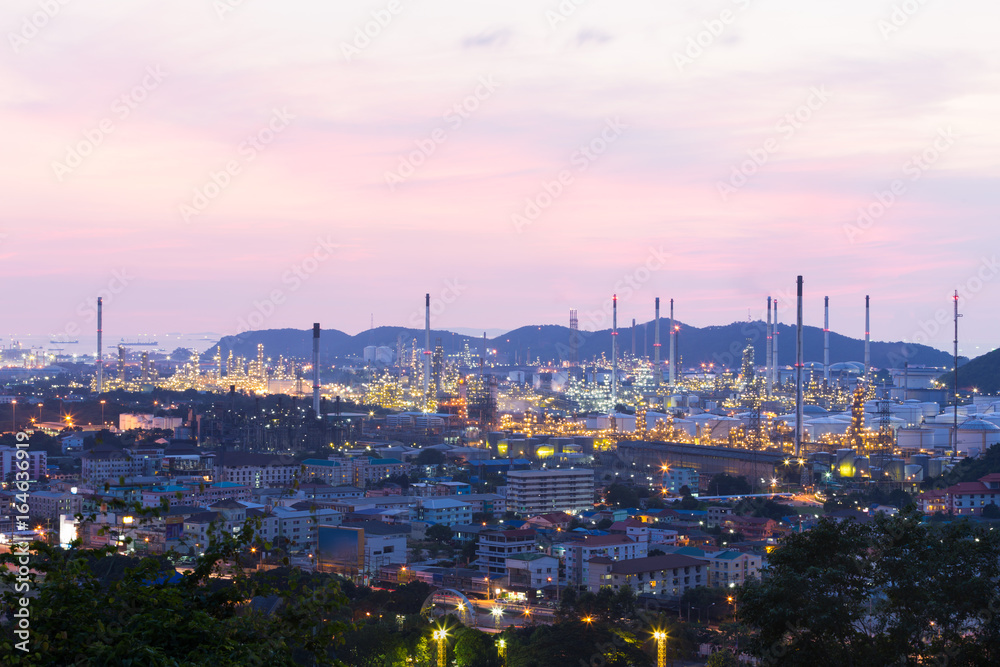 Oil refinery at twilight