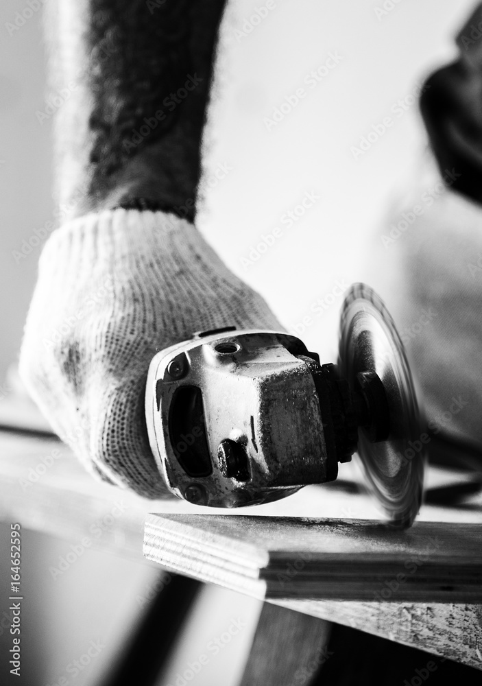 Carpenter working with a wood