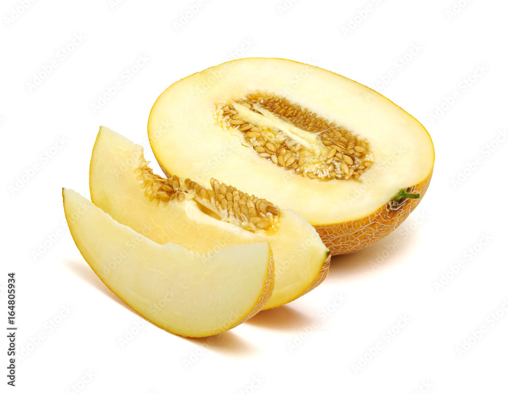 melon slices isolated on white