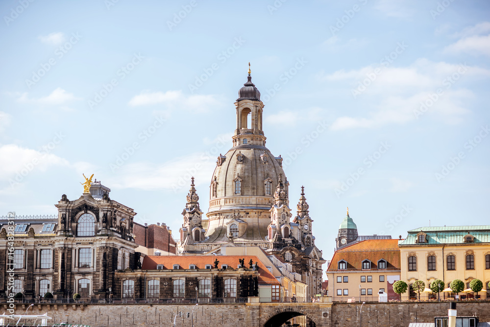 Cityscape view with dome of the church of Our Lady in Dresden, Germany