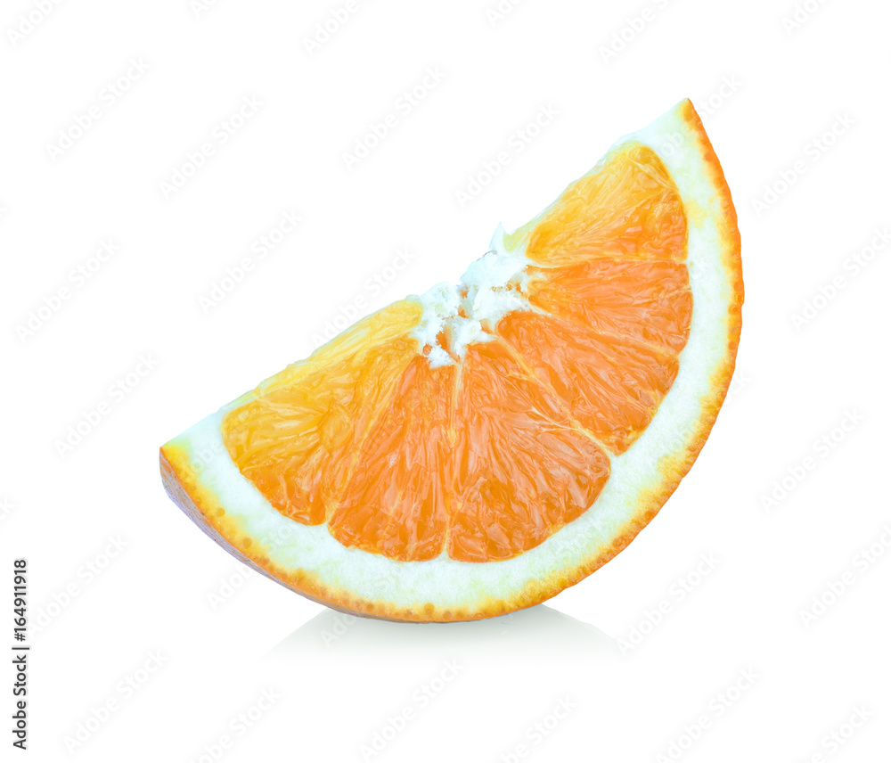 Orange fruit. Piece isolated on white background.