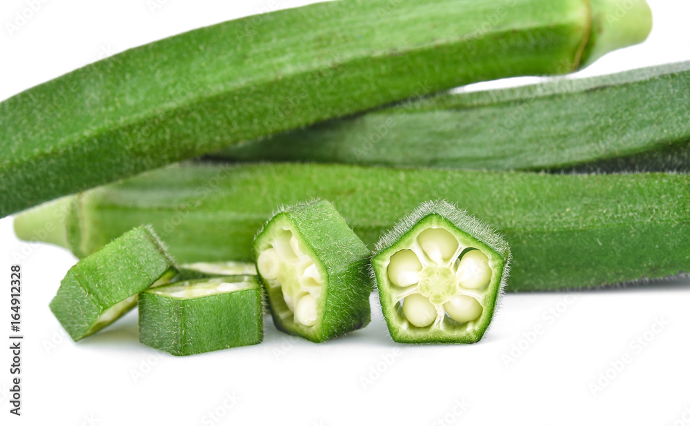 fresh okra isolated on white background