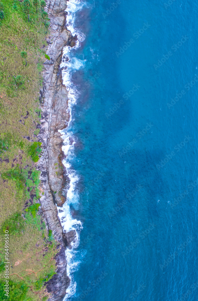 Sea aerial view,Top view,amazing nature background.The color of the water and beautifully bright.Azu