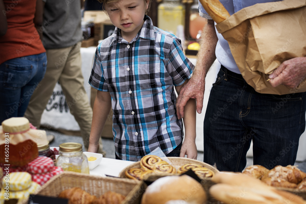 People at healthy local food festive