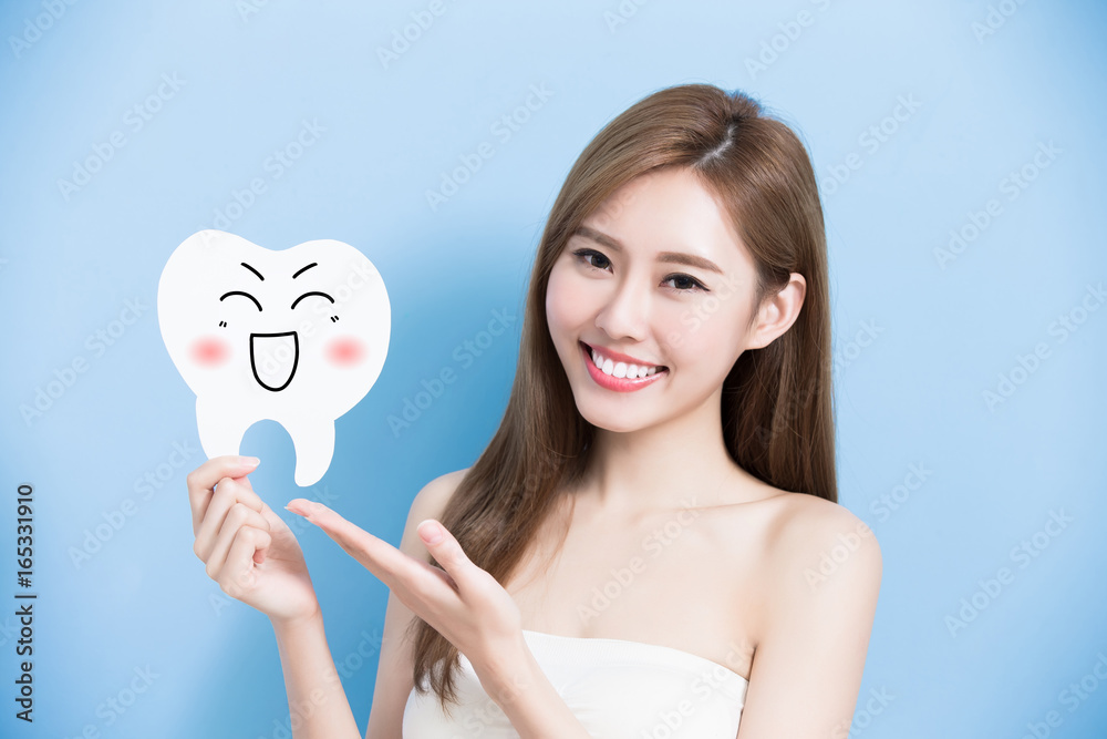 woman take cute tooth