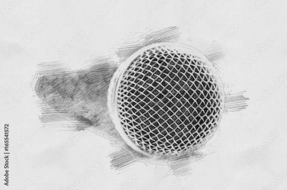 Microphone. Sketch with pencil