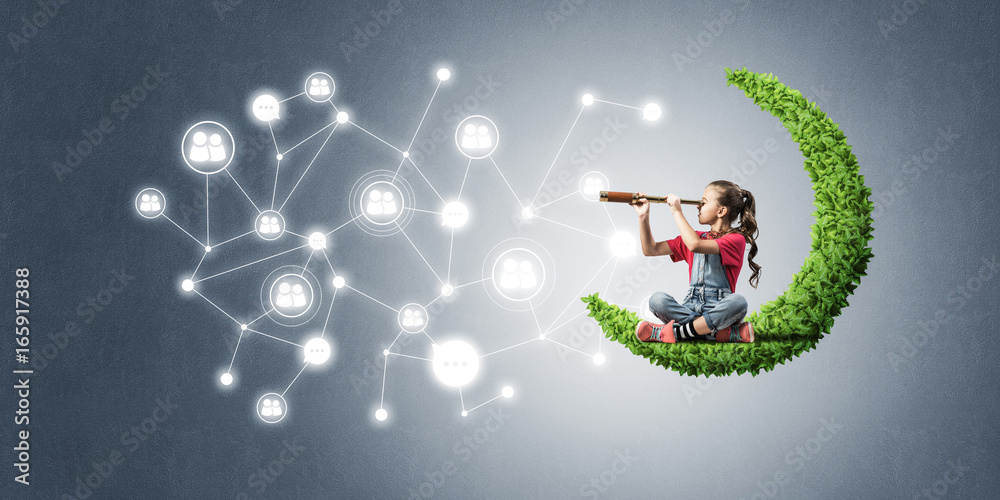 Idea of children Internet communication or online playing and pa