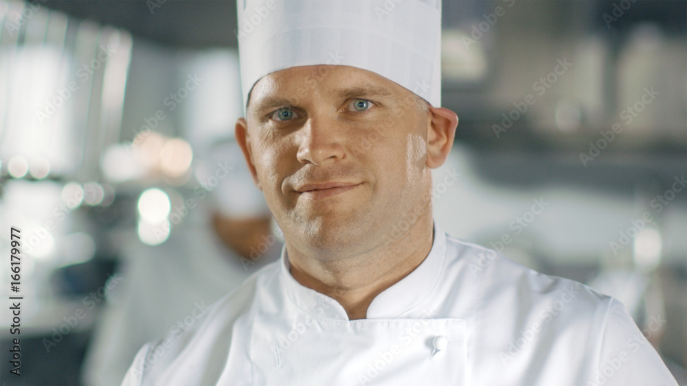 Close-up of a Famous Chef Smiling on Camera.