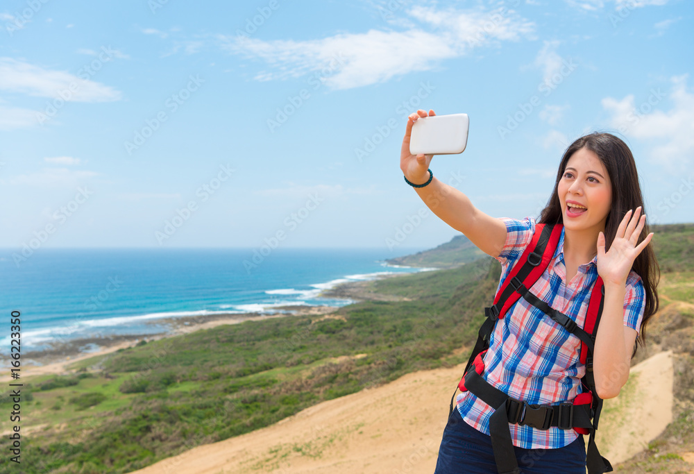 beautiful woman in coastal hill mountain