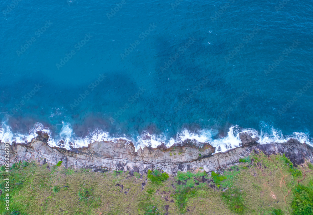 Sea aerial view,Top view,amazing nature background.The color of the water and beautifully bright.Azu