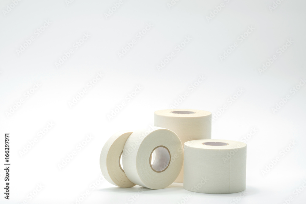 Various size of sport bandage tapes collection on white background