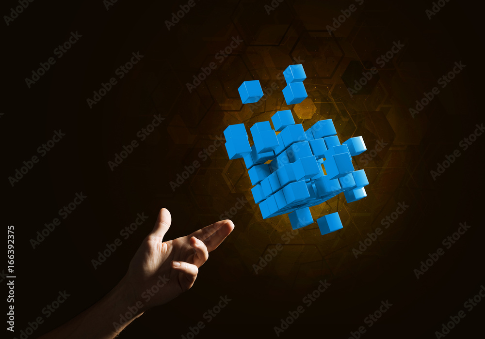 Idea of new technologies and integration presented by cube figure