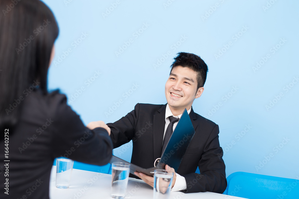 businessman with interview