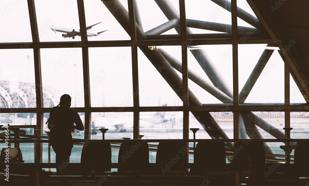 Airport terminal ready to board the passengers, business background.