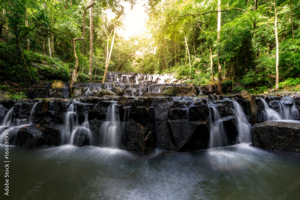 Sam Lan Waterfall is beautiful waterfall in tropical forest, Saraburi province, Thailand.