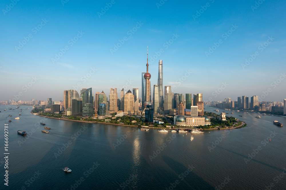 Shanghai skyline city scape, Shanghai luajiazui finance and business district trade zone skyline, Sh