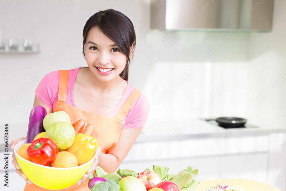 beauty housewife in kitchen