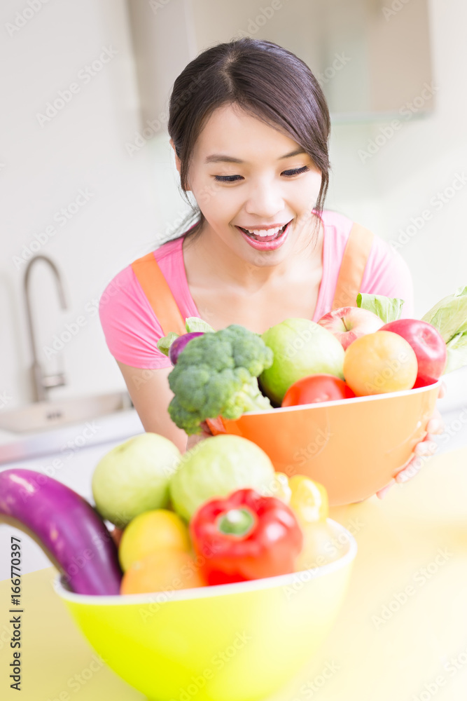 beauty housewife in kitchen