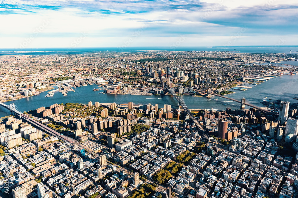 Aerial view of the Lower East Side of Manhattan