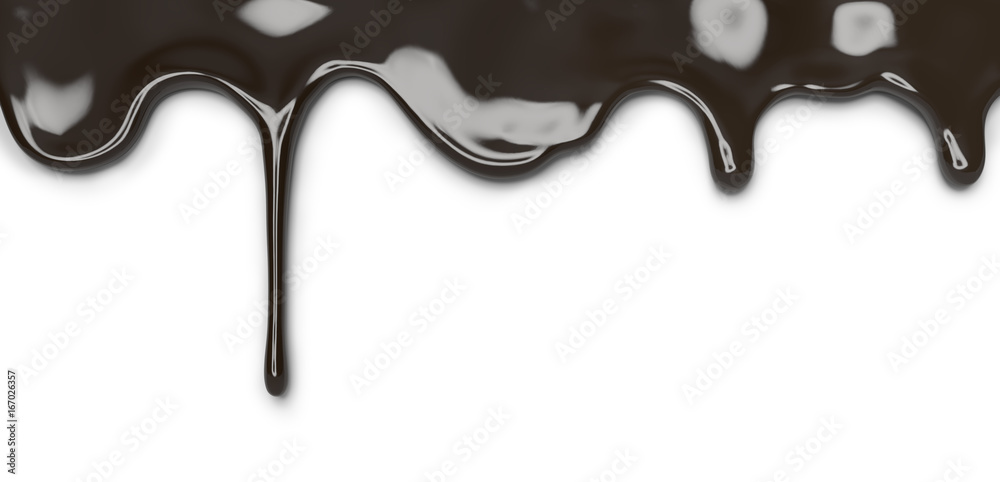 dark chocolate pouring isolated, 3d illustration