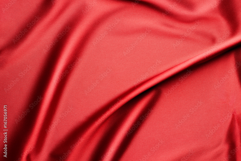 Rippled red silk fabric