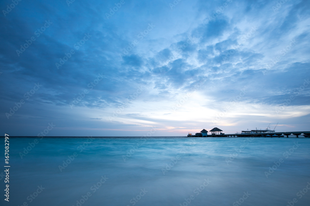 Boat jetty at sunrise.