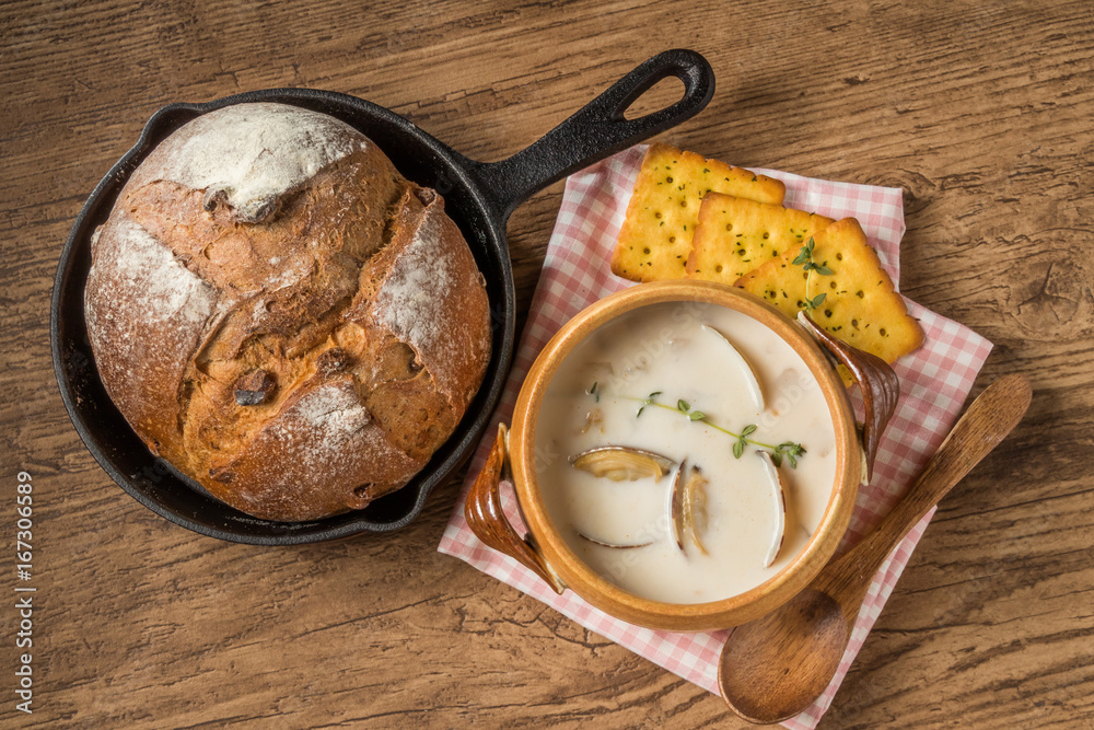 クラムチャウダー　Clam chowder American soup