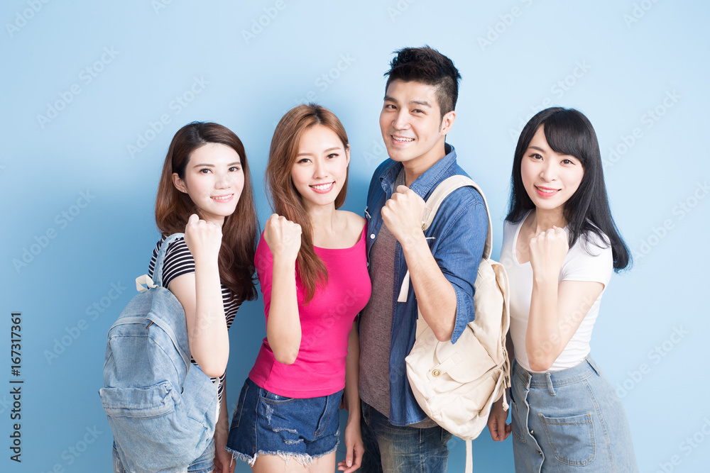 happy group student