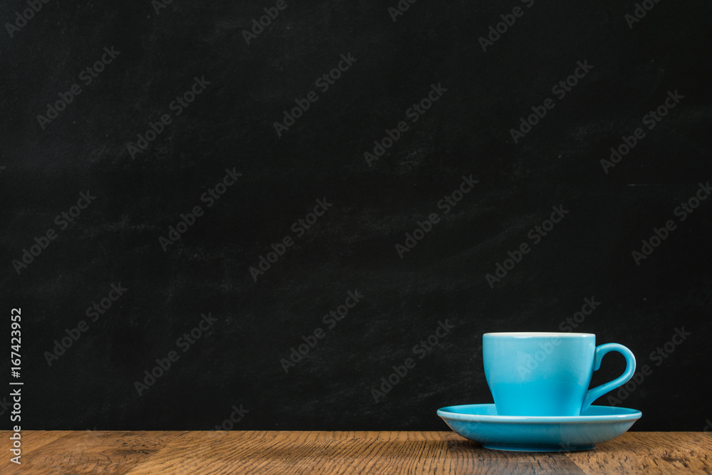 blue ceramic coffee cup set with blank black