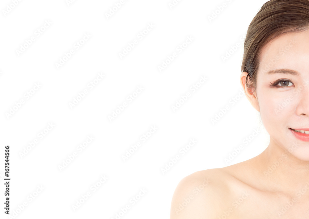 Beautiful asian woman on white isolated background, make up, healthy skin, beauty, cuty asian woman 