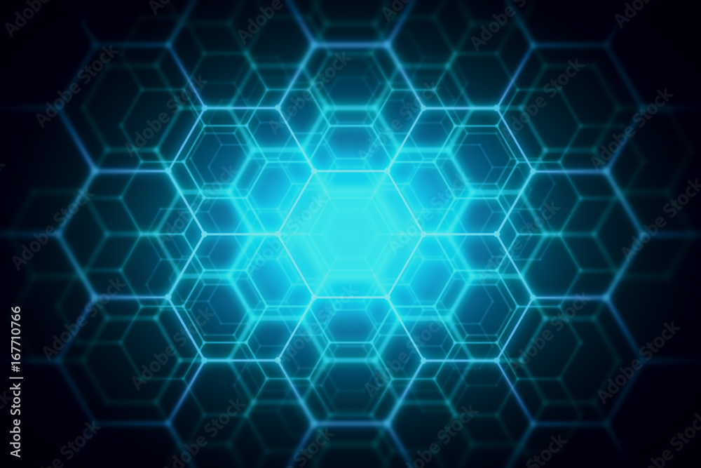 Blue hexagonal backdrop