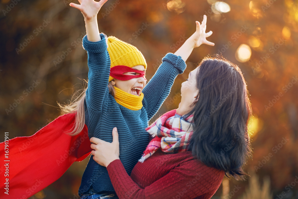 family on autumn walk