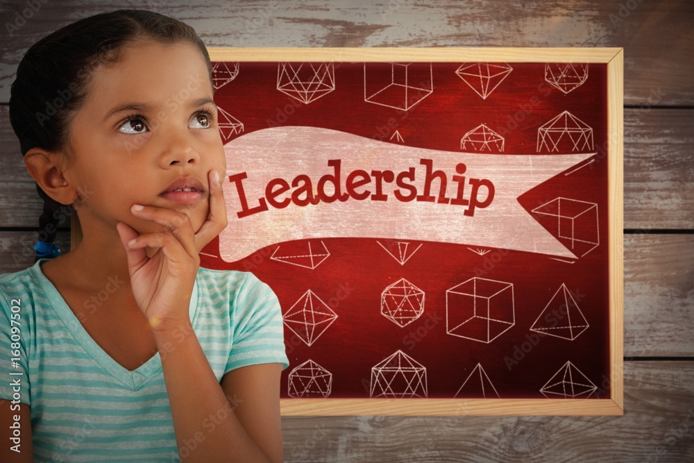 Composite image of close-up of thoughtful girl