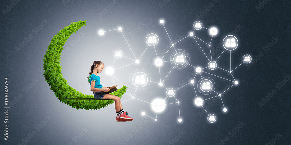 Idea of children Internet communication or online playing and electronic education