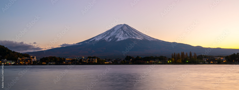 Mt Fuji in sunset twilight, Japan.