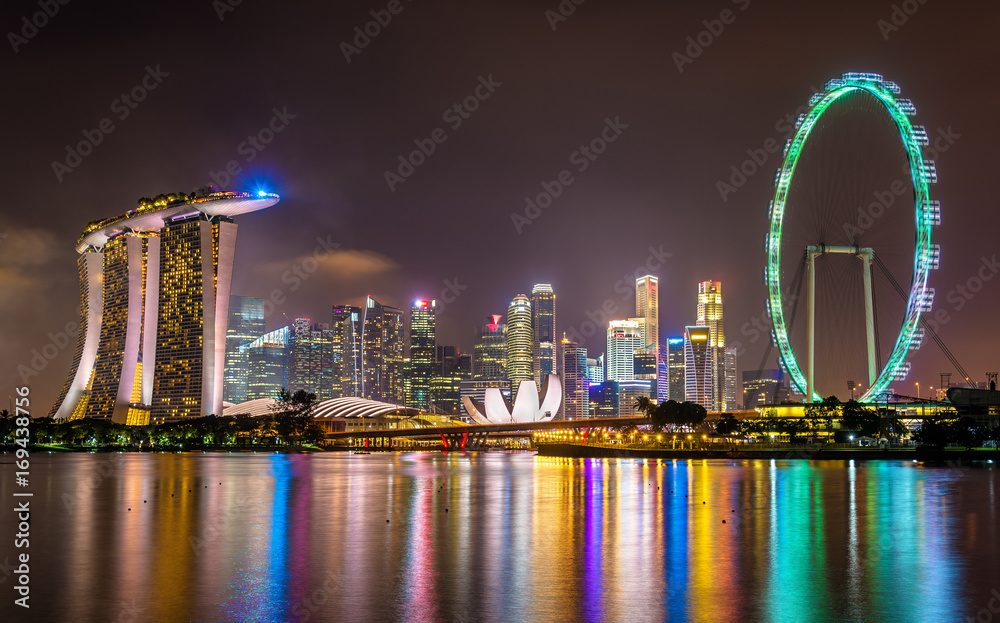 新加坡的滨海湾夜晚