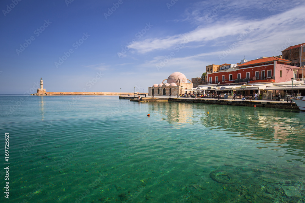 Architecture of the old Venetian port in Chania on Crete, Greece