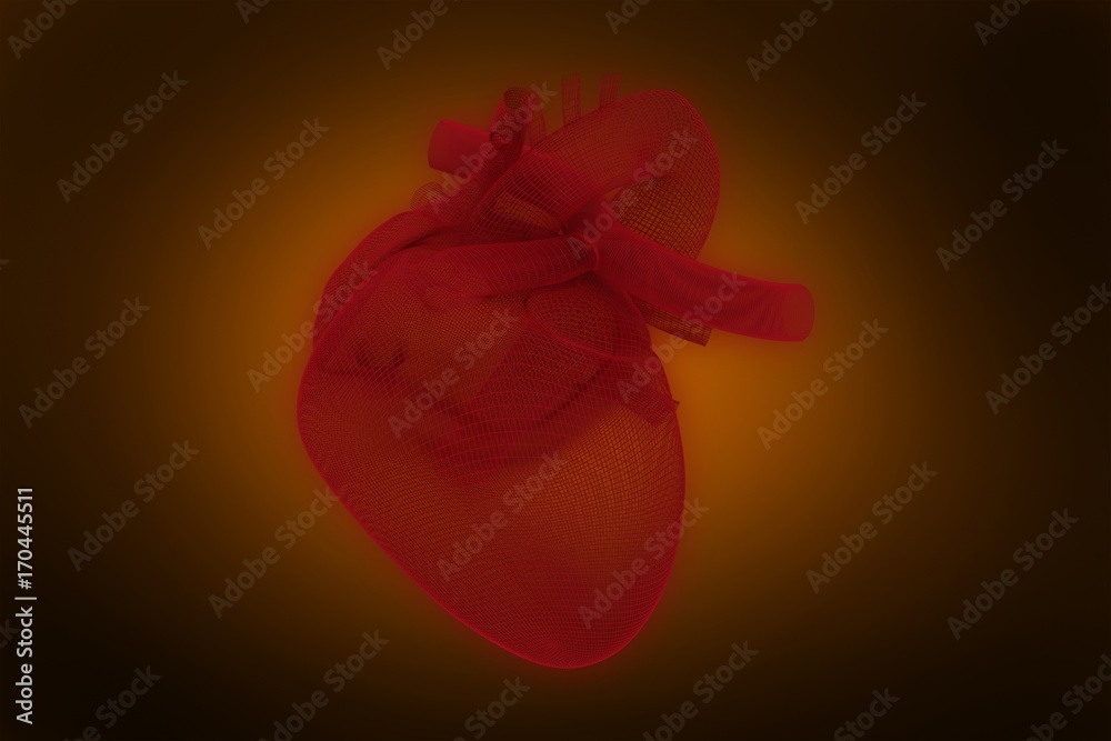 Composite image of digitally generated image of 3d human heart 