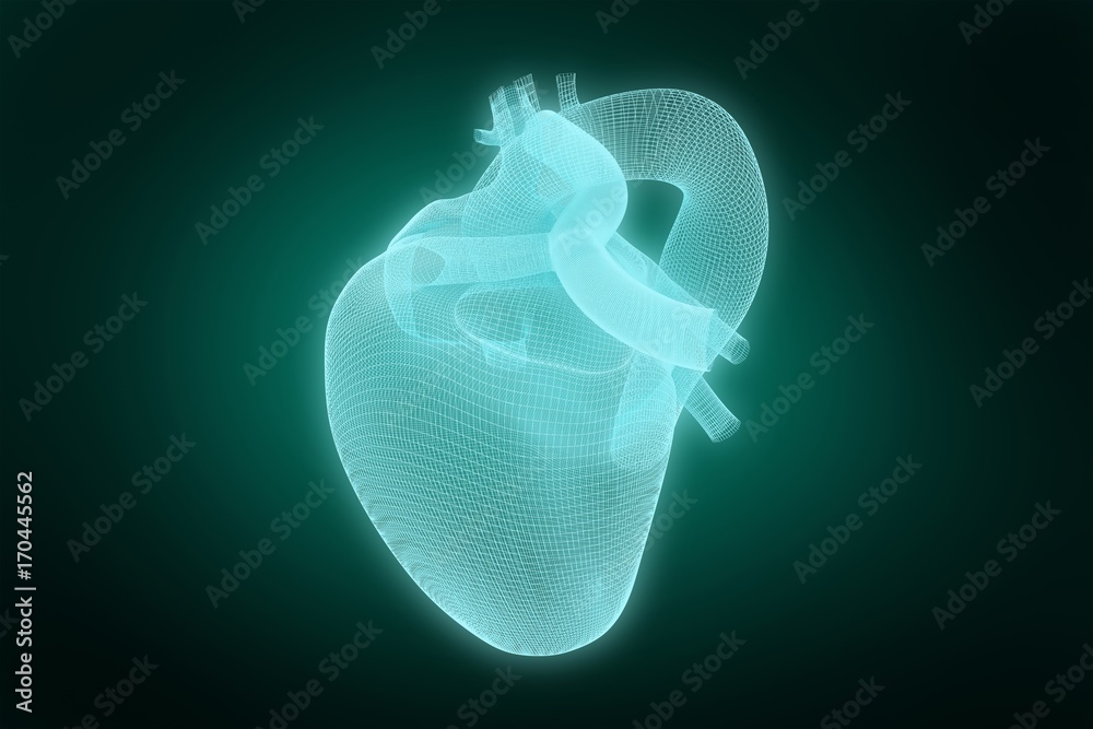 Composite image of vector image of blue 3d human heart 